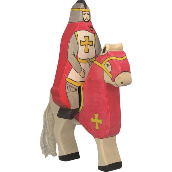 HOLZTIGER Roter Ritter mit Mantel aus Holz - reitend (ohne Pferd)