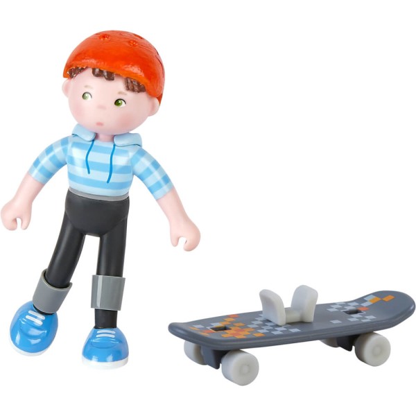 HABA Little Friends - Biegepuppe Marc mit Skateboard