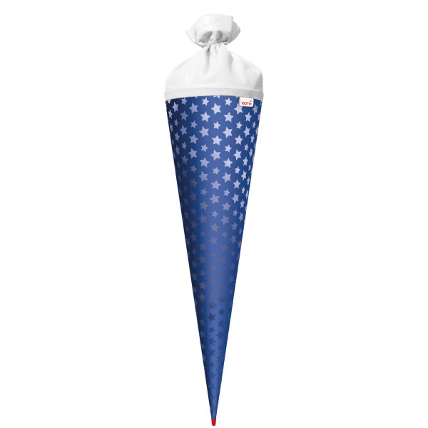 Roth Basteltüte Ultramarinblau - Sterne, 70cm, rund, Rot(h)-Spitze, Filzverschluss, Folie
