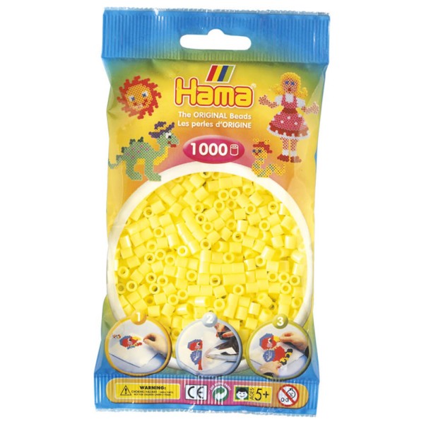 Hama Beutel mit 1000 Bügelperlen pastell-gelb