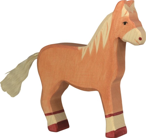 HOLZTIGER Pferd aus Holz - stehend, hellbraun